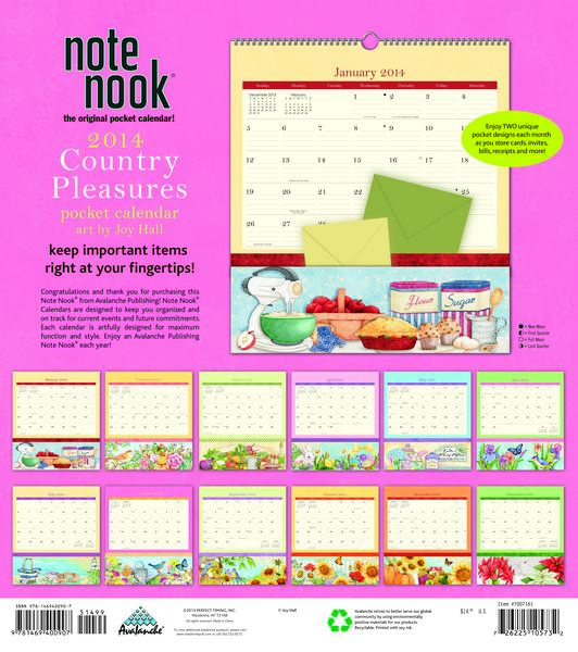 Country Pleasures Note Nook Calendar 2014 back at MegaCalendars.com
